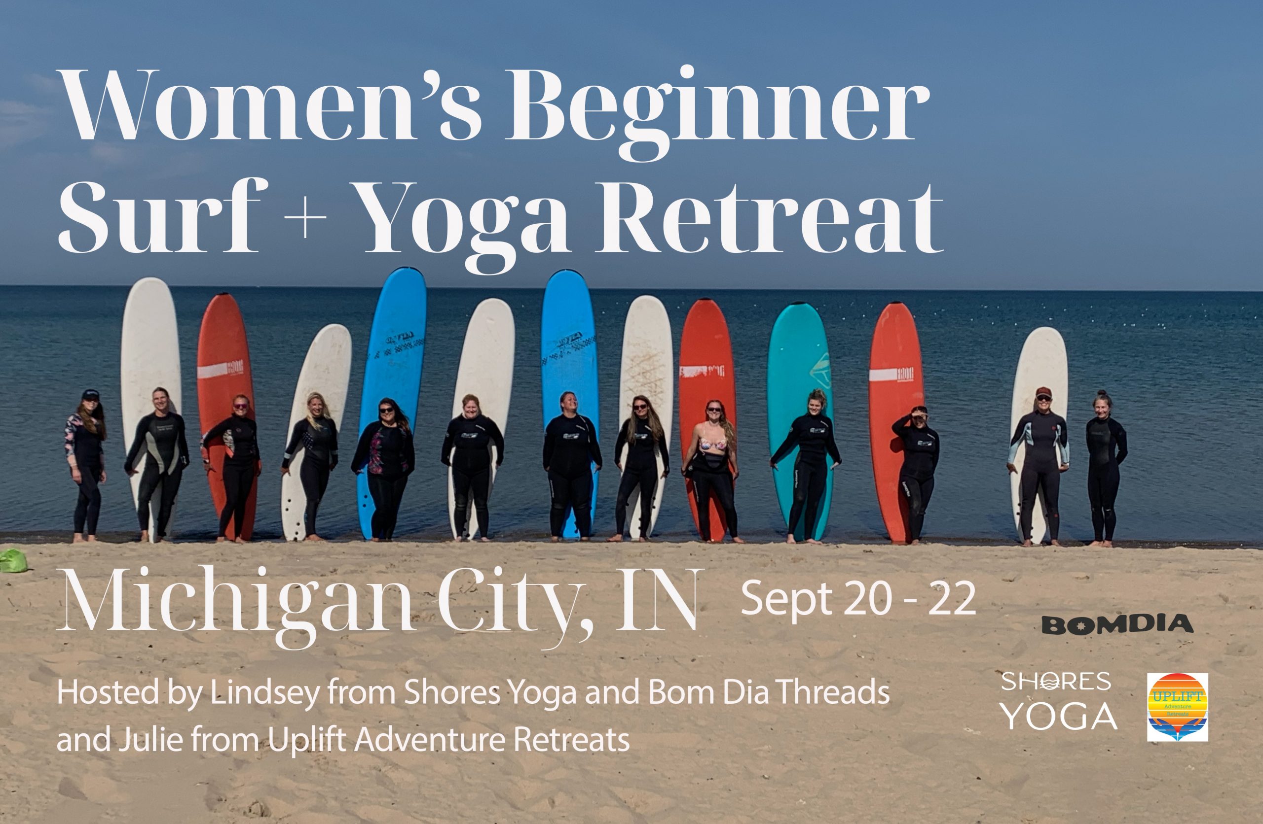 Michigan Women's Only Beginner Great Lakes Surf Yoga Retreat